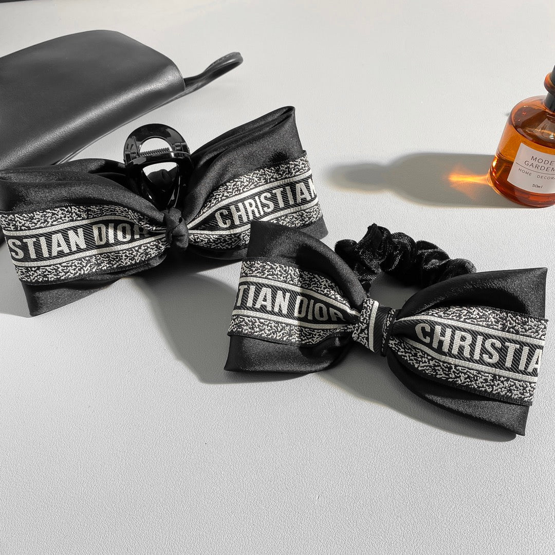 Dior Black White Bowknot Hair Accessory